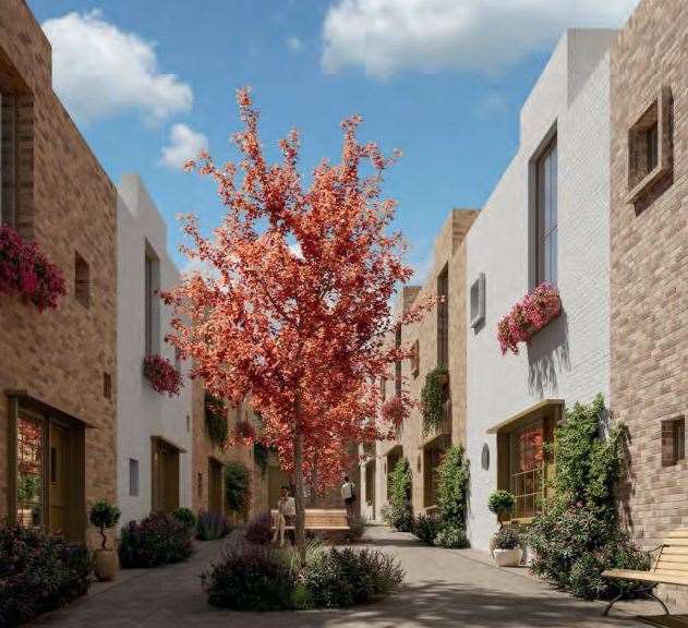 A CGI rendering of what some of the two-bed homes at Westgate could look like as part of the new street setting. Photo: Dartford council planning