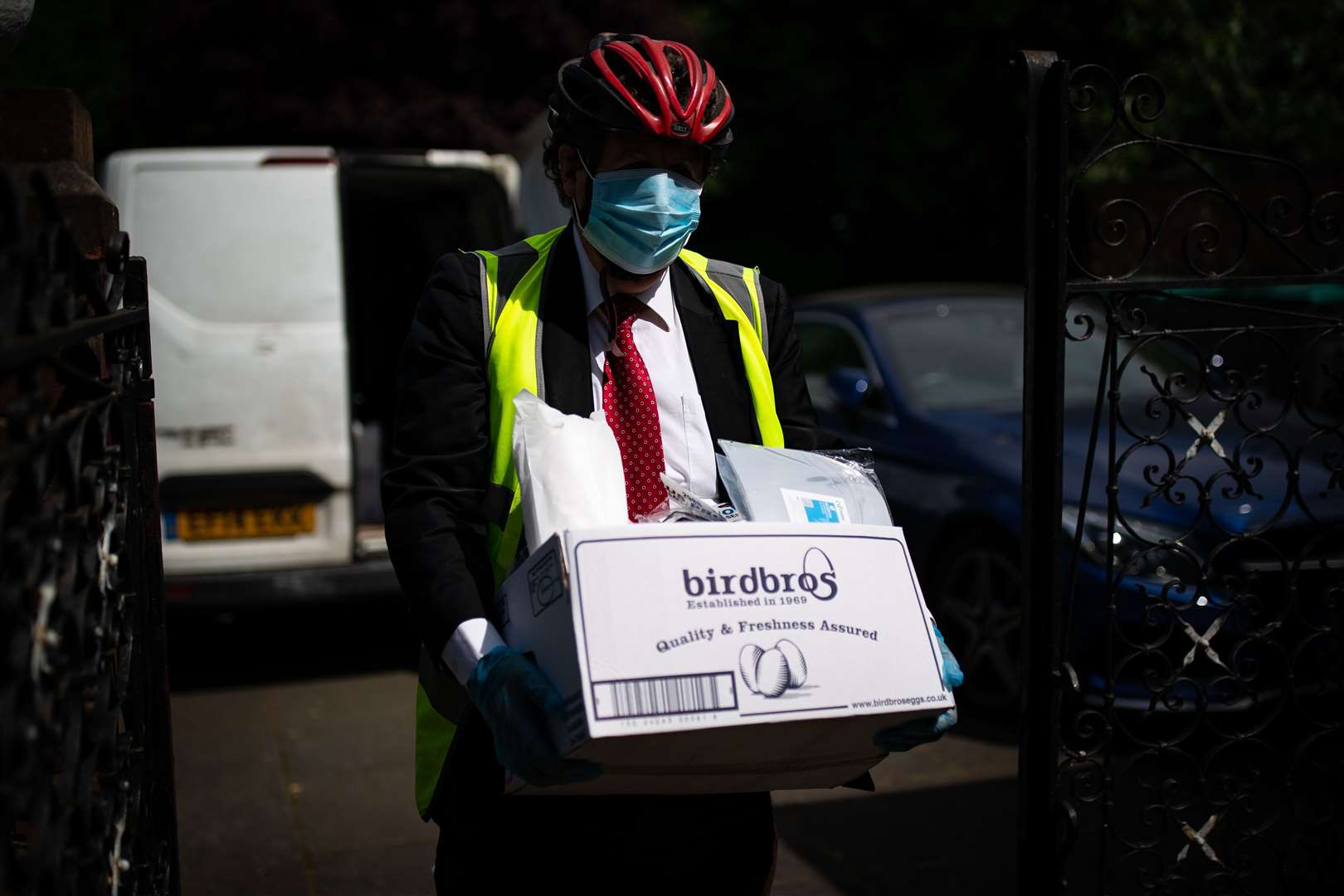 Boxes of PPE are loaded to be delivered to Whitefriars Nursing and Residential Home (Aaron Chown/PA)