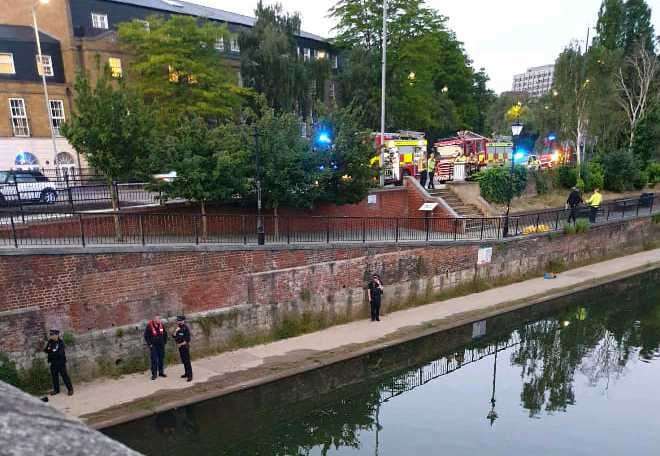 The emergency services by the River Medway in Maidstone. Picture: Reayan Bovell