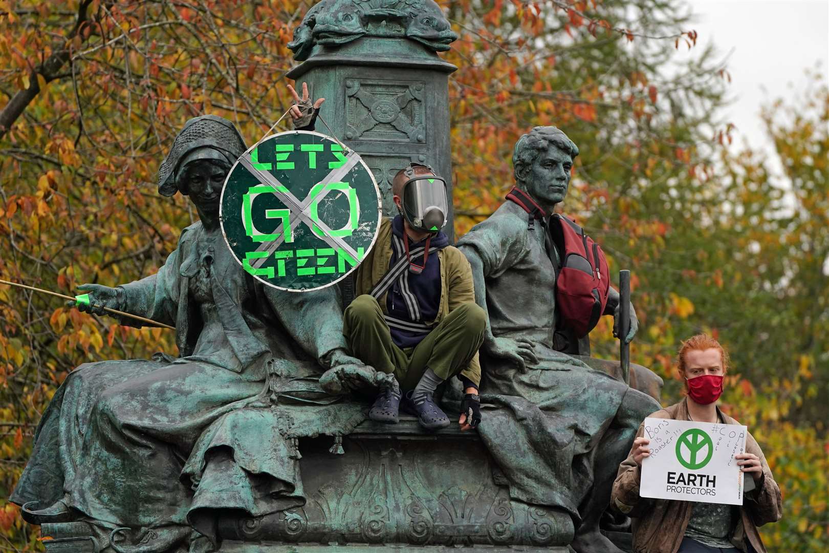 Demonstrators gathered in Kelvingrove Park in the west end of Glasgow for the Fridays for Future Scotland march (Andrew Milligan/PA)