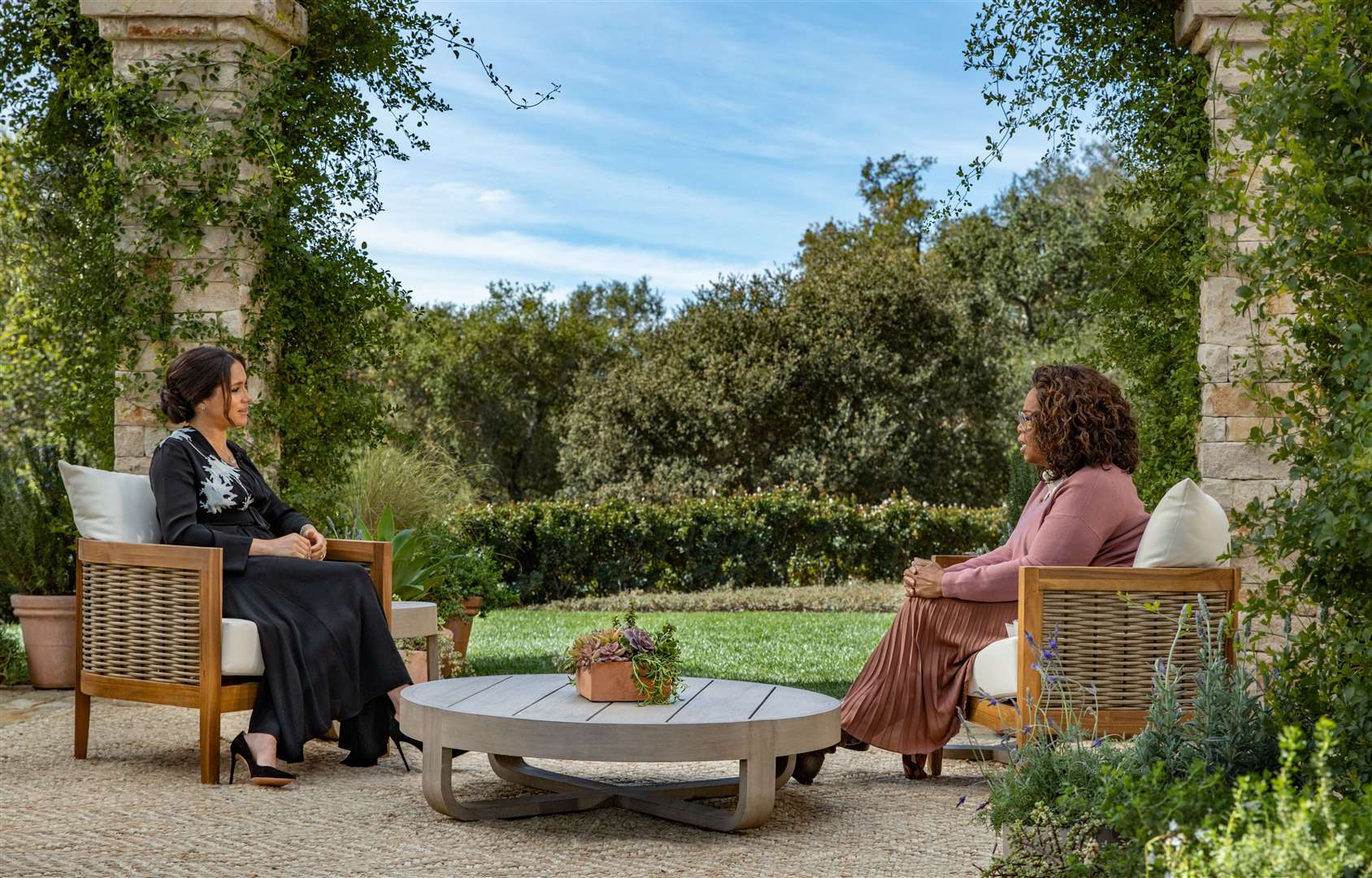 The Duchess of Sussex during her interview with Oprah Winfrey (Harpo Productions /Joe Pugliese/PA)