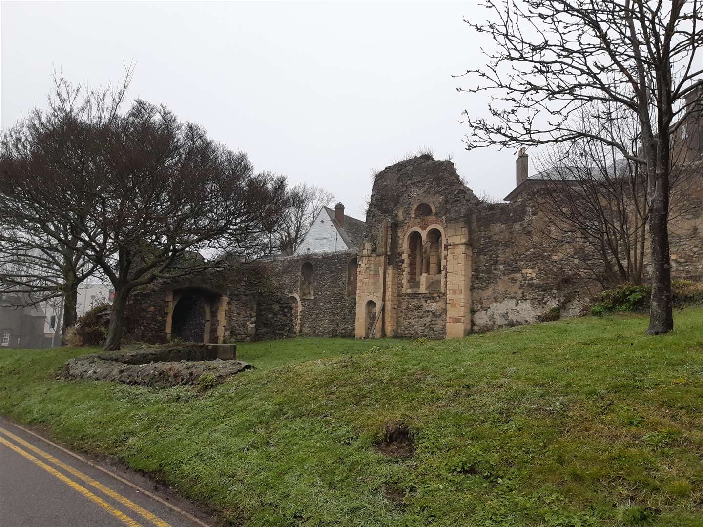 A side view of St James' Church from the Dover Leisure Centre