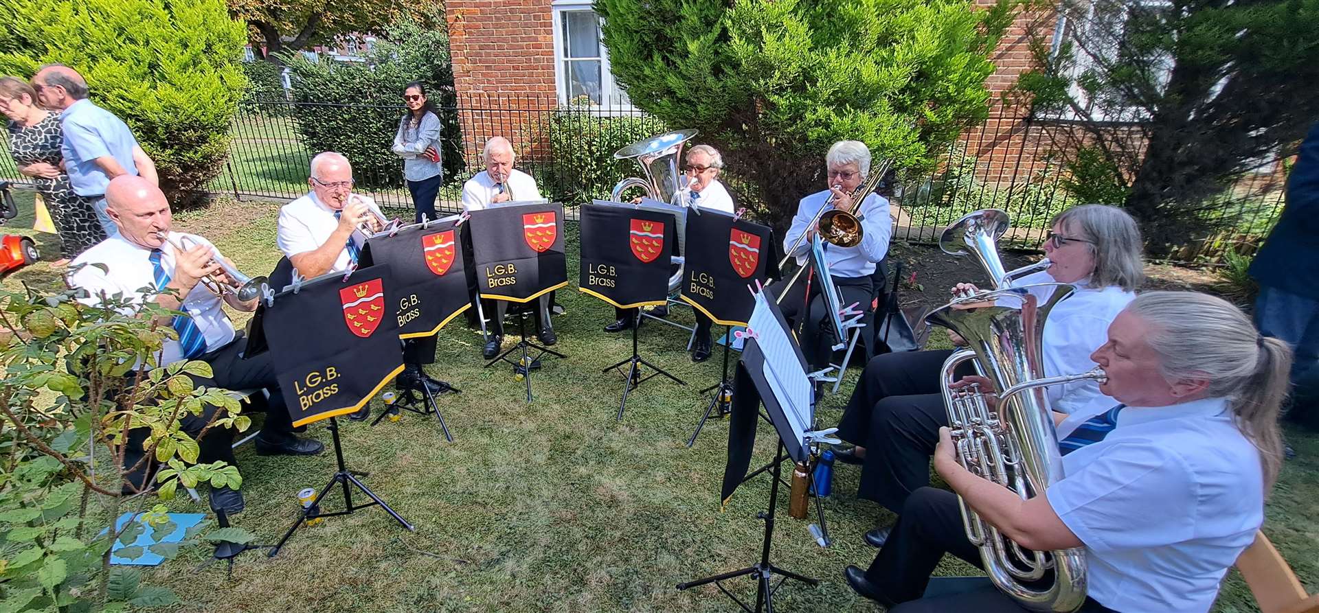 The Lewes, Glynde and Beddingham Brass Band played at the opening of the Heart of Headcorn