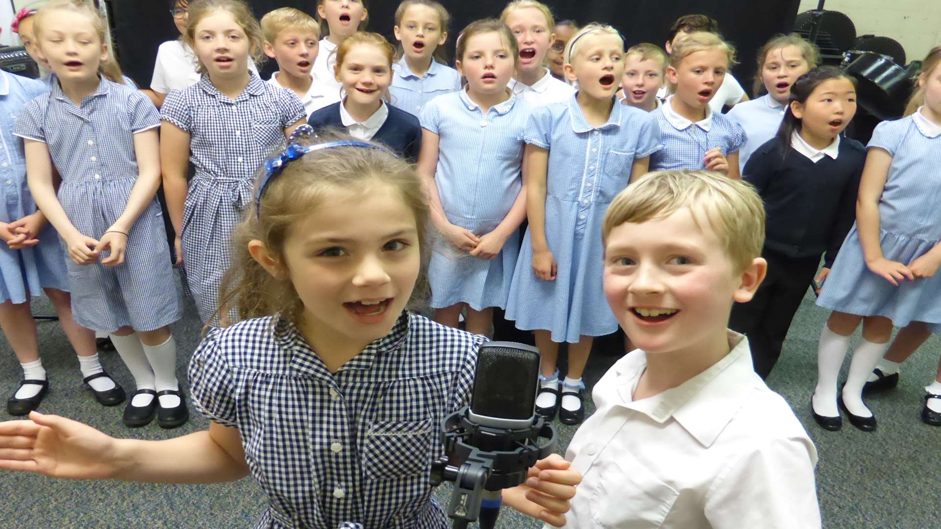 Pupils of the Wincheap Primary School choir who were crowned champions of the 2016 KM Walk to School Song Contest, staged at Independent Music Productions (IMP), Canterbury