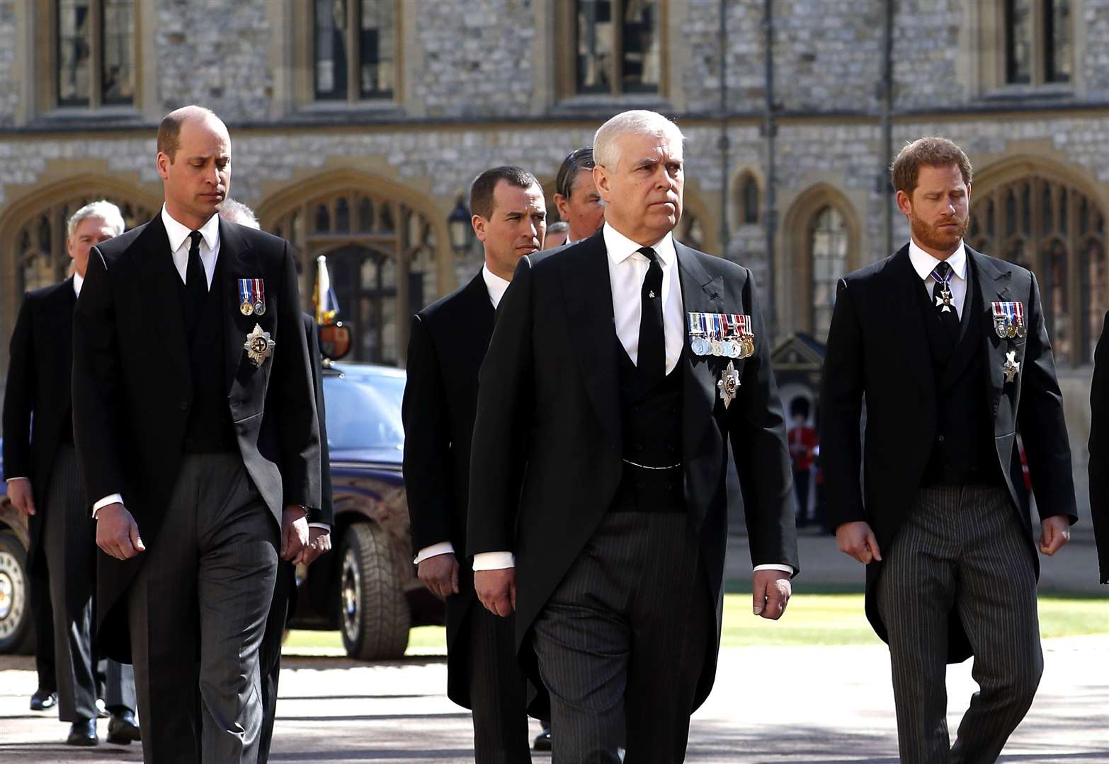 The Duke of Cambridge, left, and the Duke of Sussex, right, at Windsor Castle, Berkshire (Alastair Grant/PA)