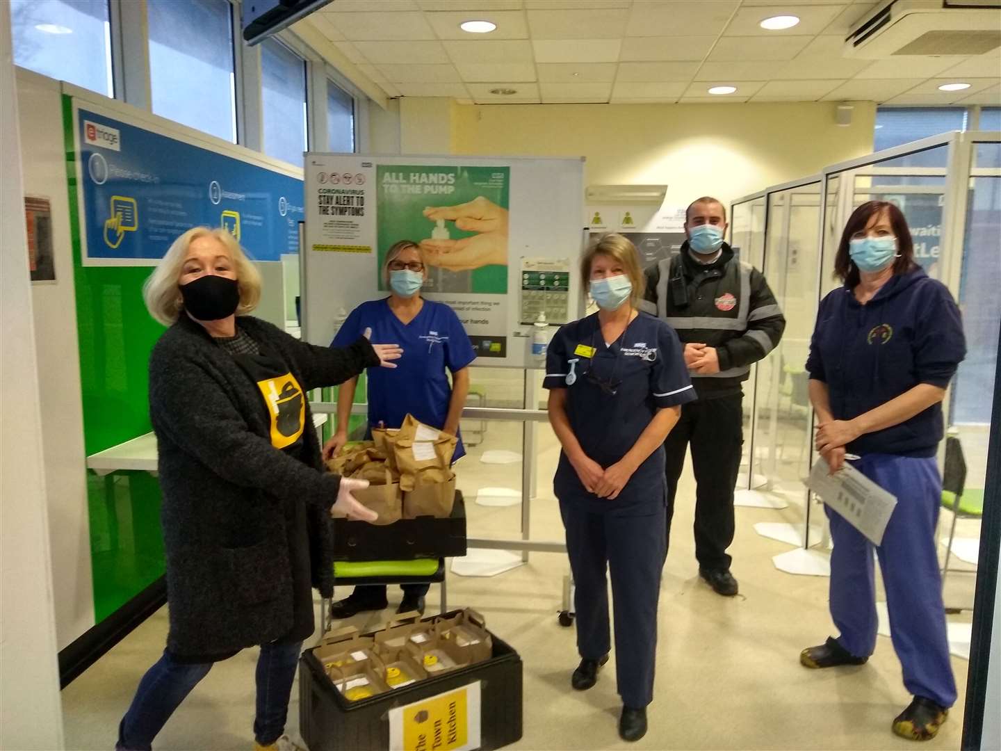 It's lunchtime! Jill Martin handed over her curry to staff at the QEQM hospital in Margate