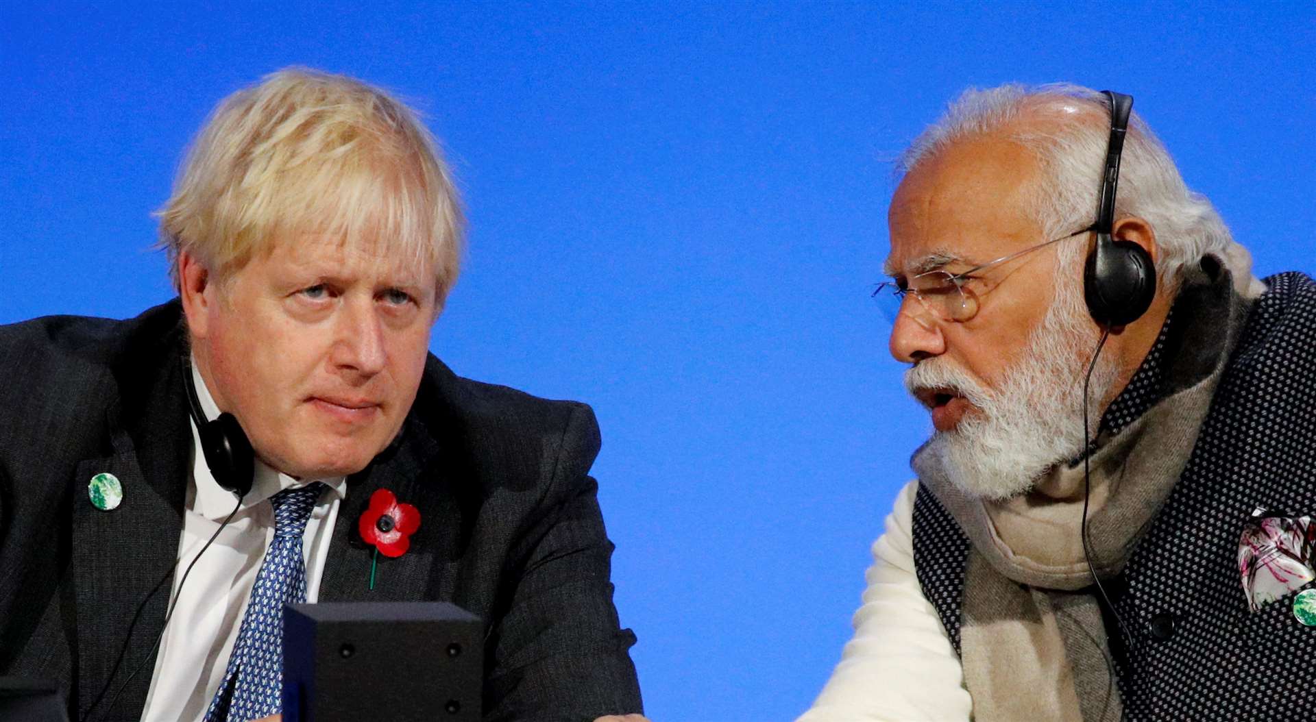 Boris Johnson and Indian Prime Minister Narendra Modi together at Cop26 (Phil Noble/PA)