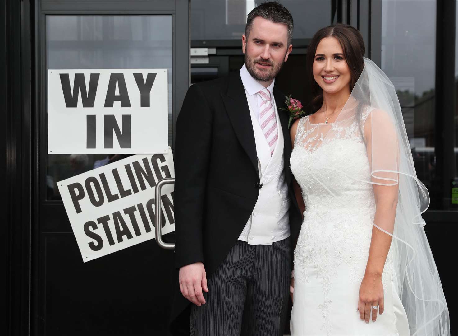 Sorcha Eastwood casting her vote in 2017 alongside husband Dale Shirlow (Brian Lawless/PA)