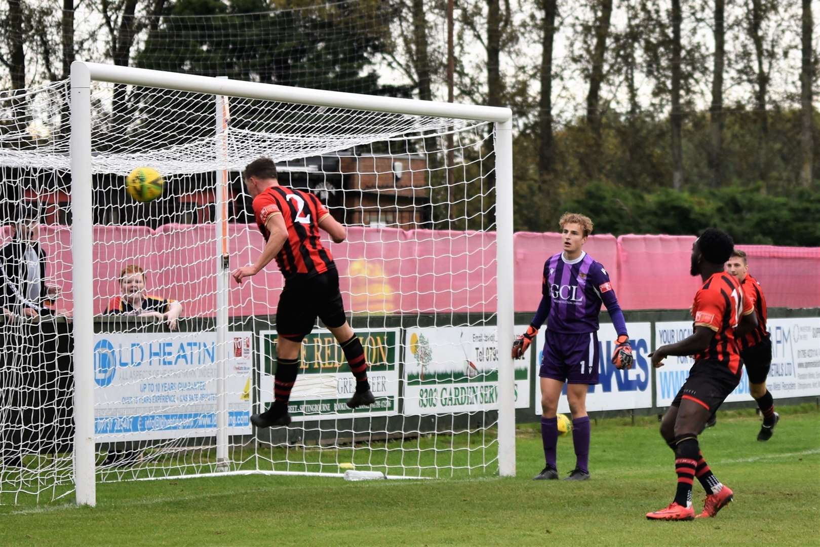 Sam Flisher heads home Sittingbourne's winner in the FA Trophy Picture: Ken Medwyn