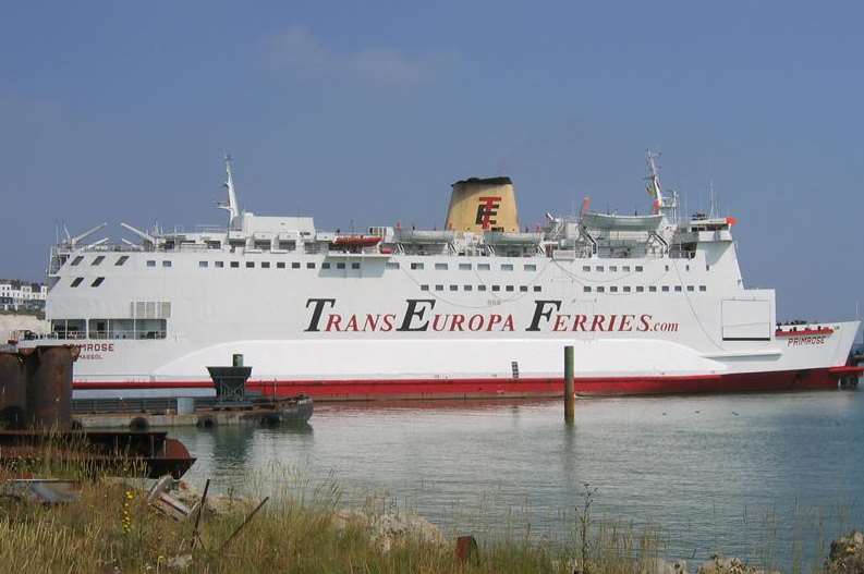 A TransEuropa ferry berthed in the Port of Ramsgate