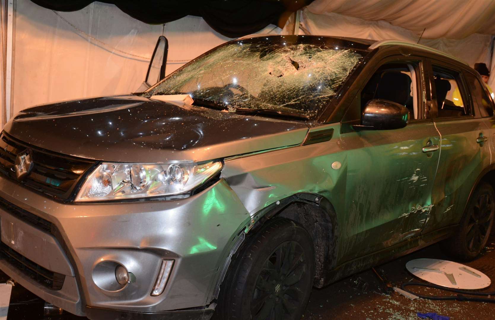 The car after ploughing into Blake's nightclub