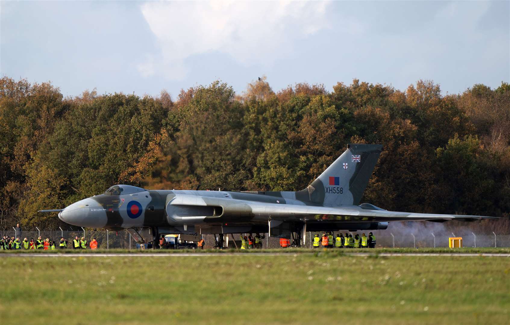 Vulcan bomber XH558 during an engine ground run at Doncaster Sheffield Airport (Joe Giddens/PA)