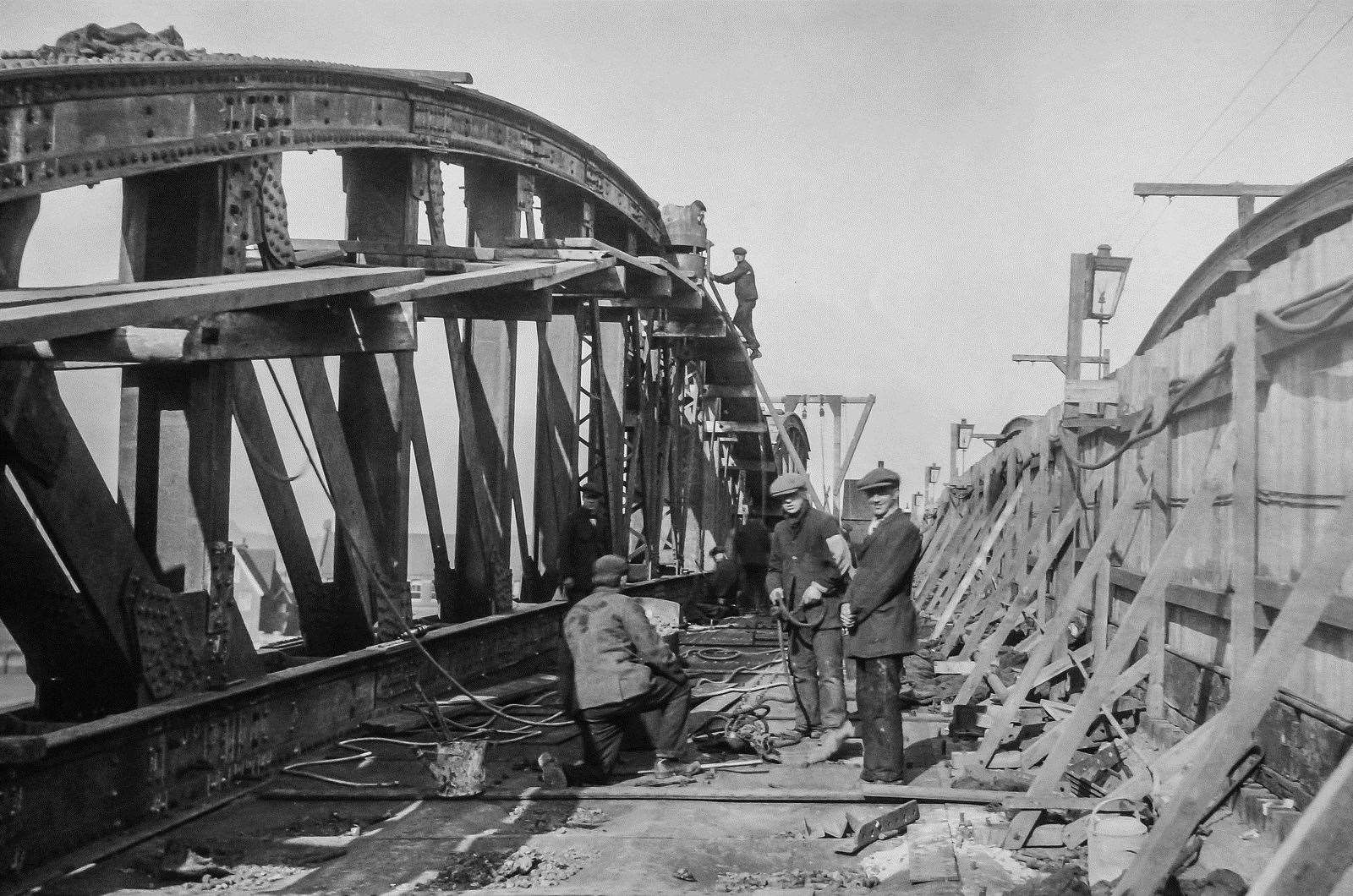 Construction on the Old Bridge which opened in 1856 and renovated in 1910. Picture: Rochester Bridge Trust