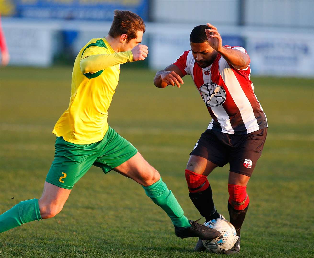 Sheppey's Renford Tenyue in action during last weekend's 0-0 draw with Corinthian. Ites boss Ernie Batten is expecting plenty of goals this Saturday when his side face Bearsted Picture: Andy Jones