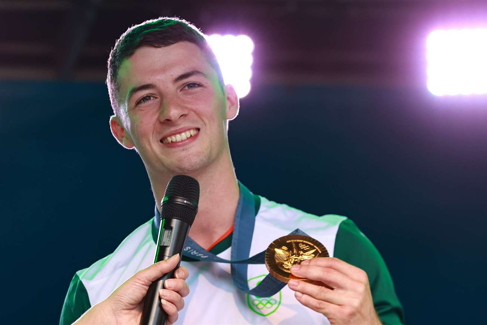 Rhys McClenaghan with his gold medal (Liam McBurney/PA)