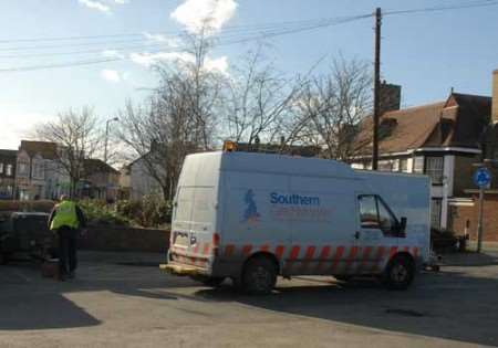 Engineers continue to work at the scene of the burst water pipe. Picture: VERNON STRATFORD (taken Wednesday)