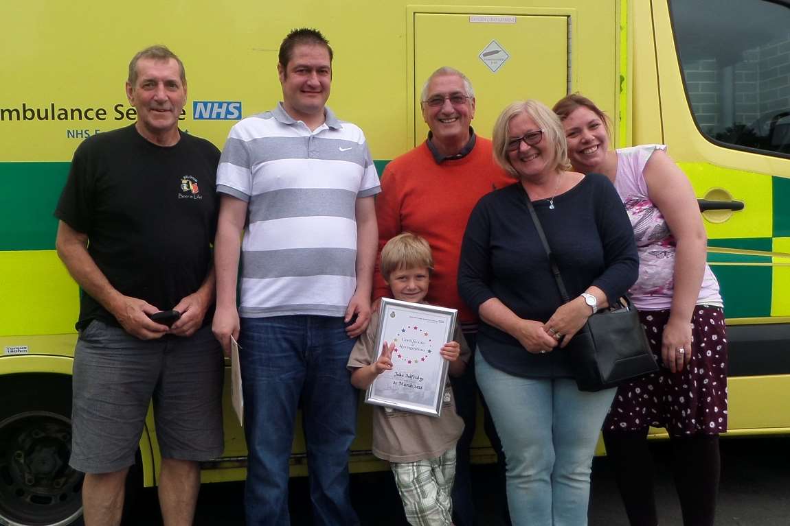 Jake with dad Kris, mum Abbey and grandparents, Jim, Jane and Richard at the Ashford Make Ready Centre