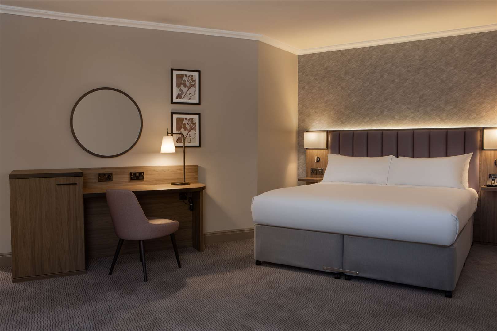 A newly refurbished bedroom at DoubleTree by Hilton Dartford Bridge