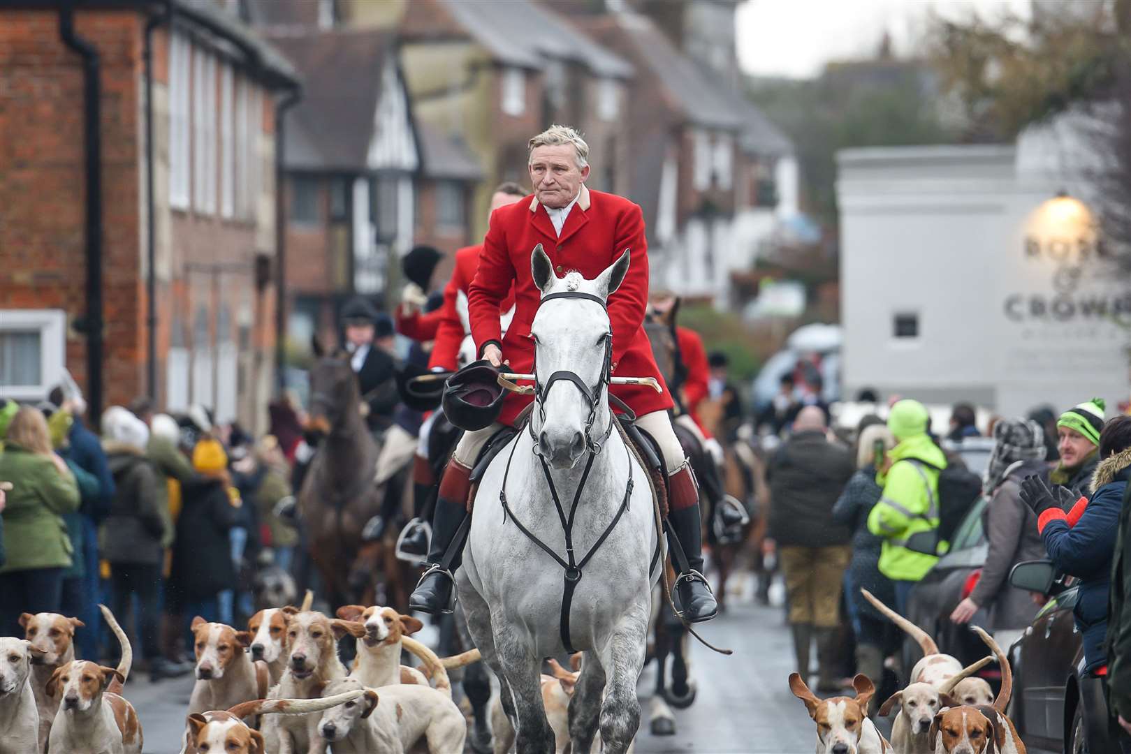 The Boxing Day hunt setting off from Elham village square in 2019