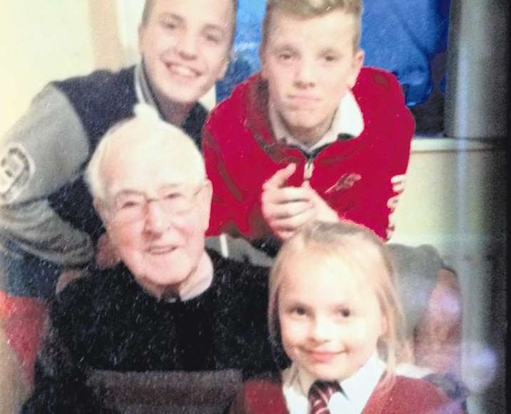 Richard Kane with his great-grandchildren Tommy, Alfie and Lily