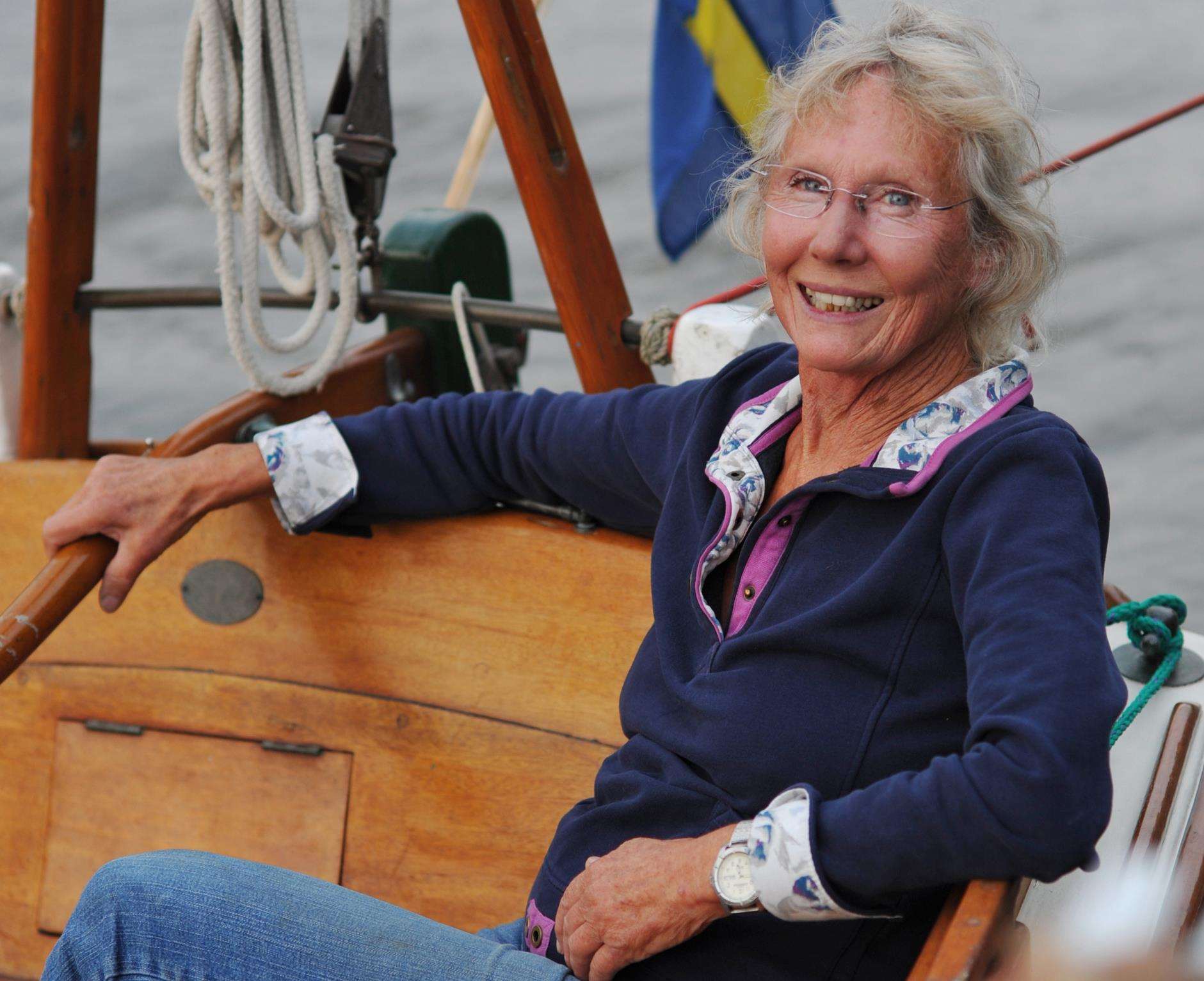 Lena onboard her much loved little ship Linnea last summer