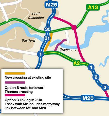 Some of the options for a new Thames crossing