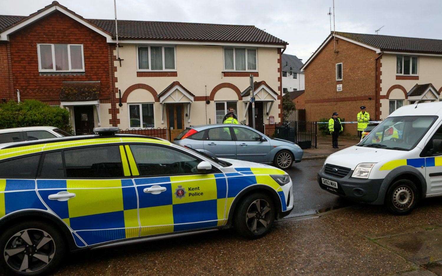 There was a heavy police presence in the road. Picture: UKNIP