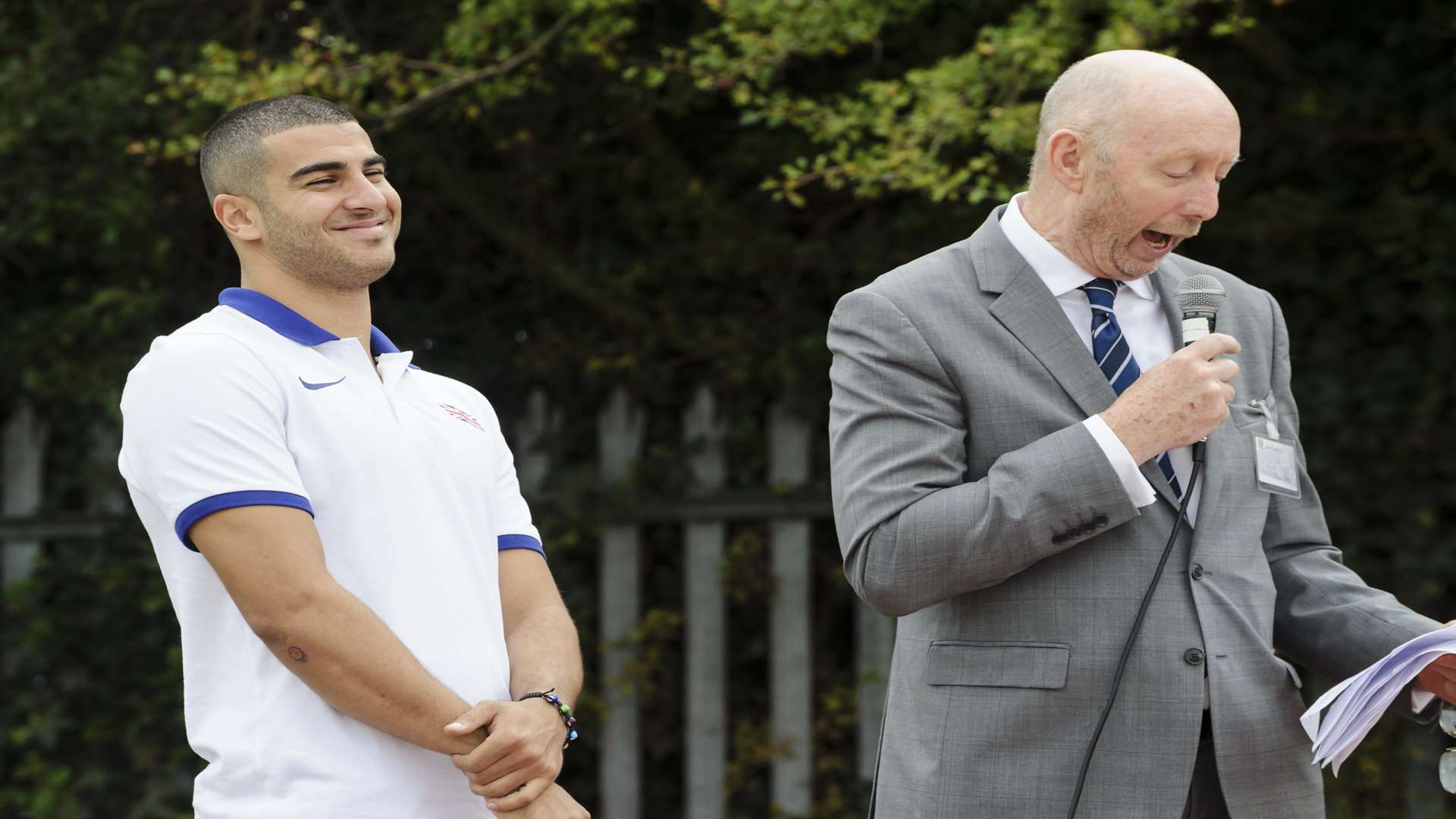 Adam, left, with headmaster John Oakes