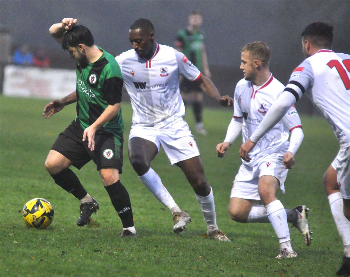 Ramsgate (white) won 1-0 at Burgess Hill. Picture: Phil Dennett