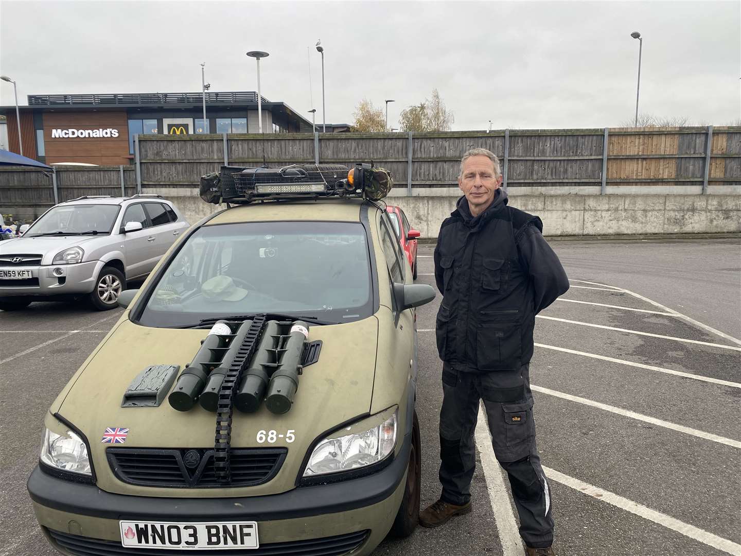 Cherva 'Chevy' Castles with his car at Tesco in Gillingham