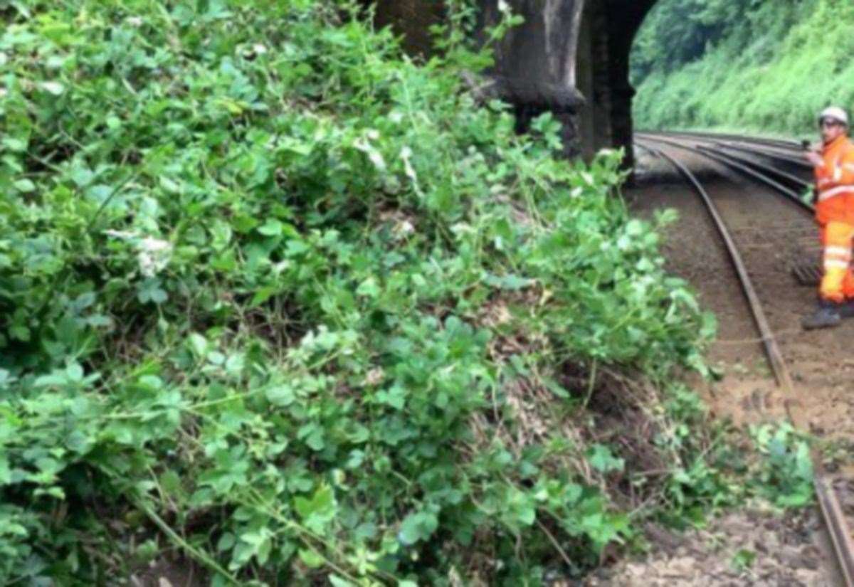 Delays on rail service after landslip