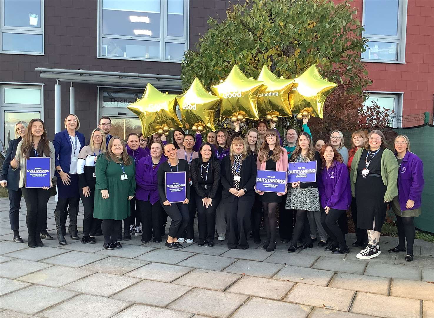 Thistle Hill Academy staff celebrate after receiving a glowing review from Ofsted