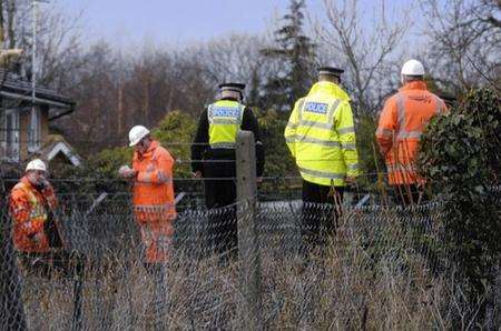 Emergency services at Glebe Way railway crossing, Whitstable