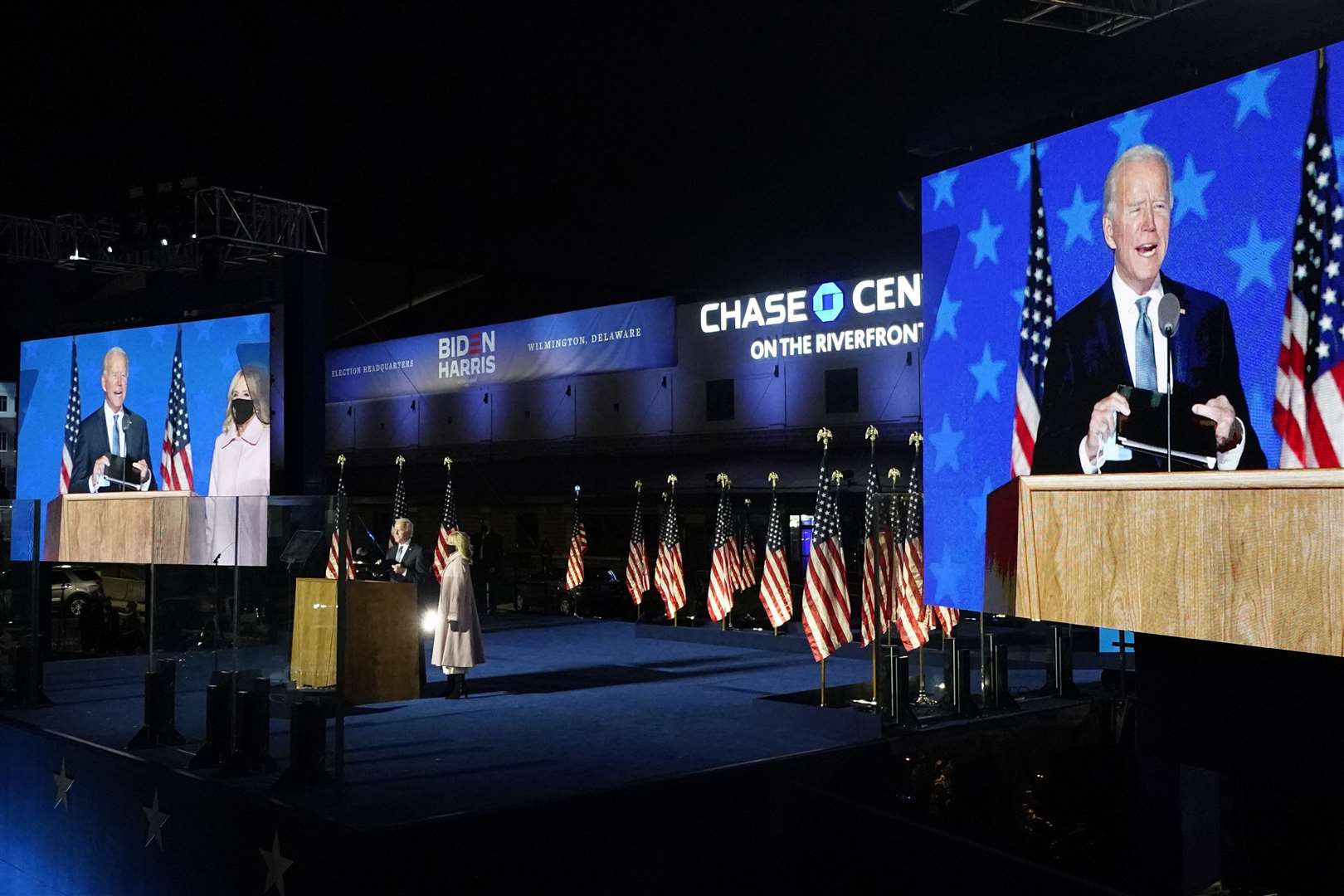 Democratic presidential candidate former vice president Joe Biden speaks to supporters (Andrew Harnik/AP)