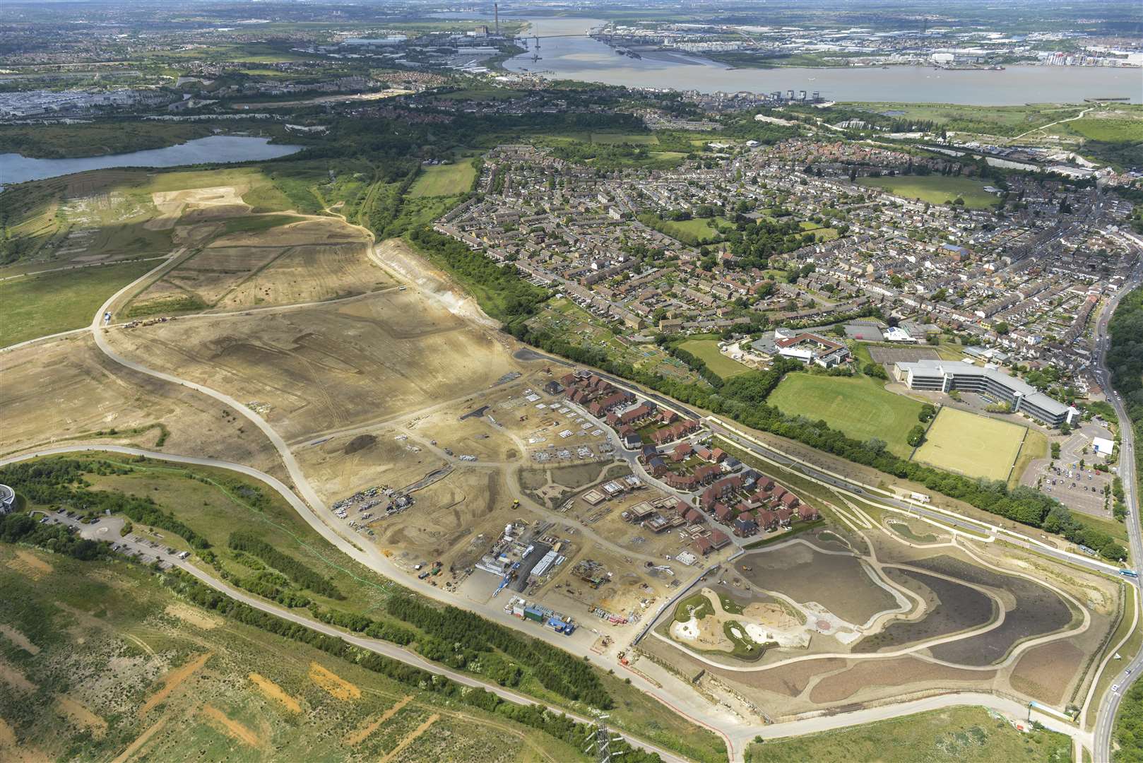 An aerial image of Ebbsfleet Garden City taken last year