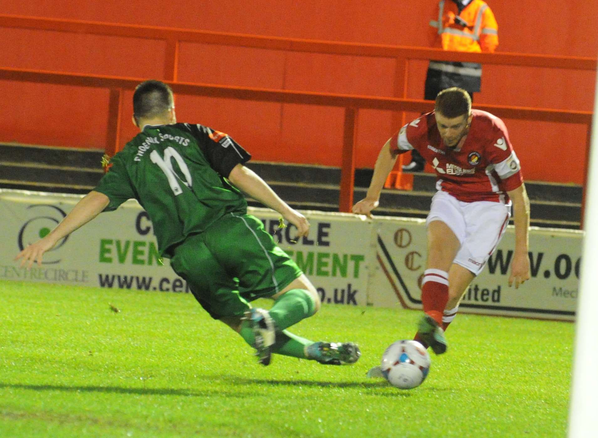 Cesc Fakinos gets back to block this Alex Osborn effort Picture: Steve Crispe