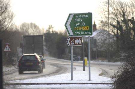 Scene of the fatal accident near the roundabout on the A259 near Brenzett