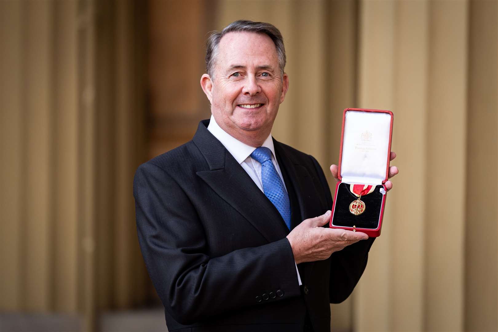 The Right Honourable Sir Liam Fox after being made a Knight Bachelor at an investiture ceremony at Buckingham Palace (Aaron Chown/PA)