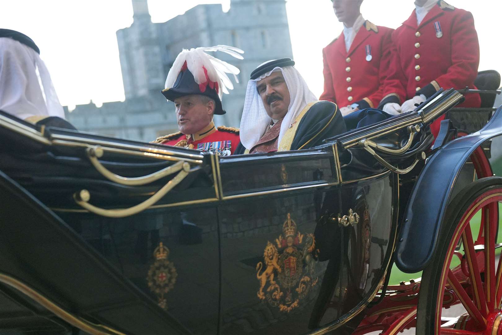 King Hamad arrives at Windsor Castle by carriage (Yui Mok/PA)