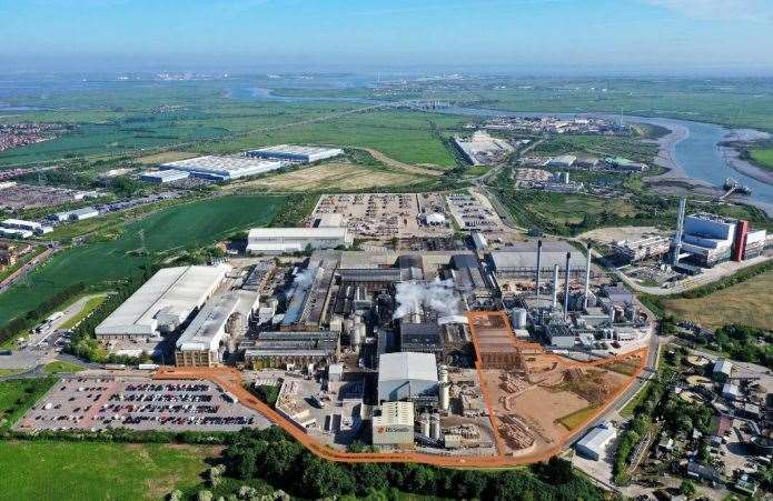 An aerial overview of the Kemsley mill complex showing the location of the revamped site. Picture: DHA Planning/DS Smith