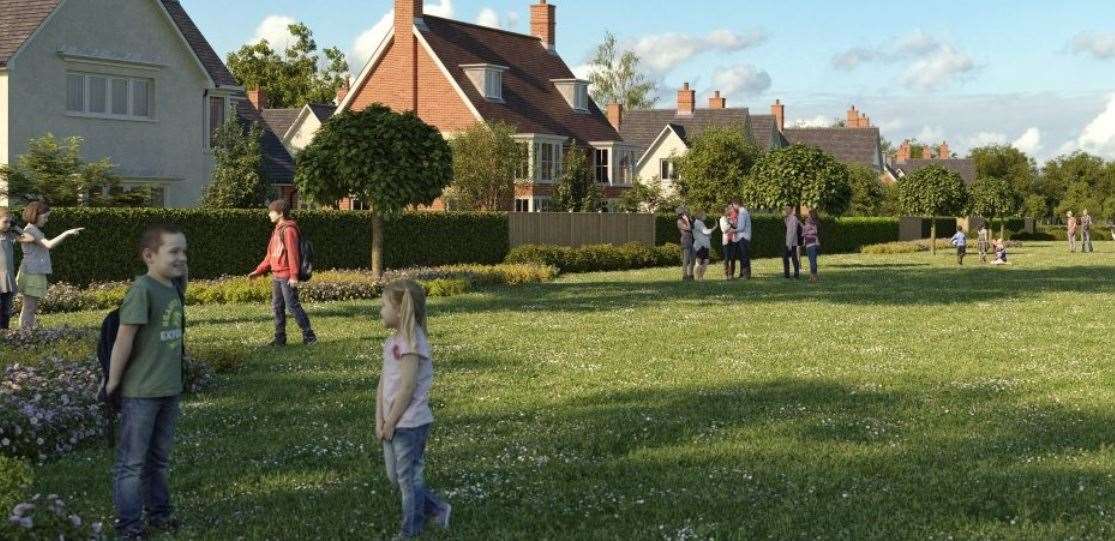 An artist’s impression of what Highsted Park garden village, near Sittingbourne, could look like