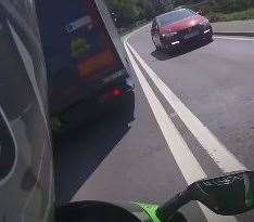The footage also captured the dangerous overtaking on the double white lines