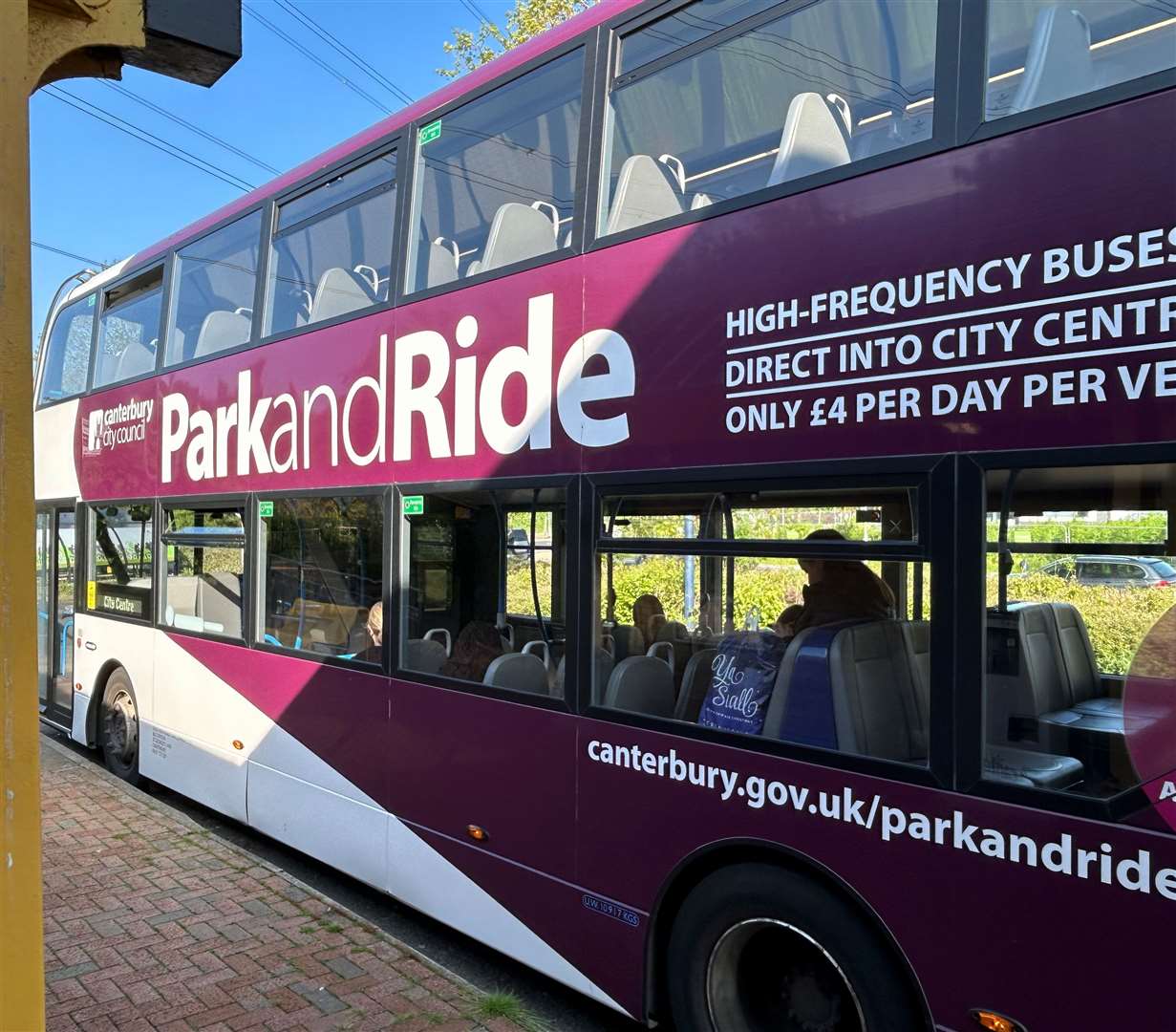 One of the double-decker Park and Ride services at Sturry on Thursday morning seconds before it left the bus terminal