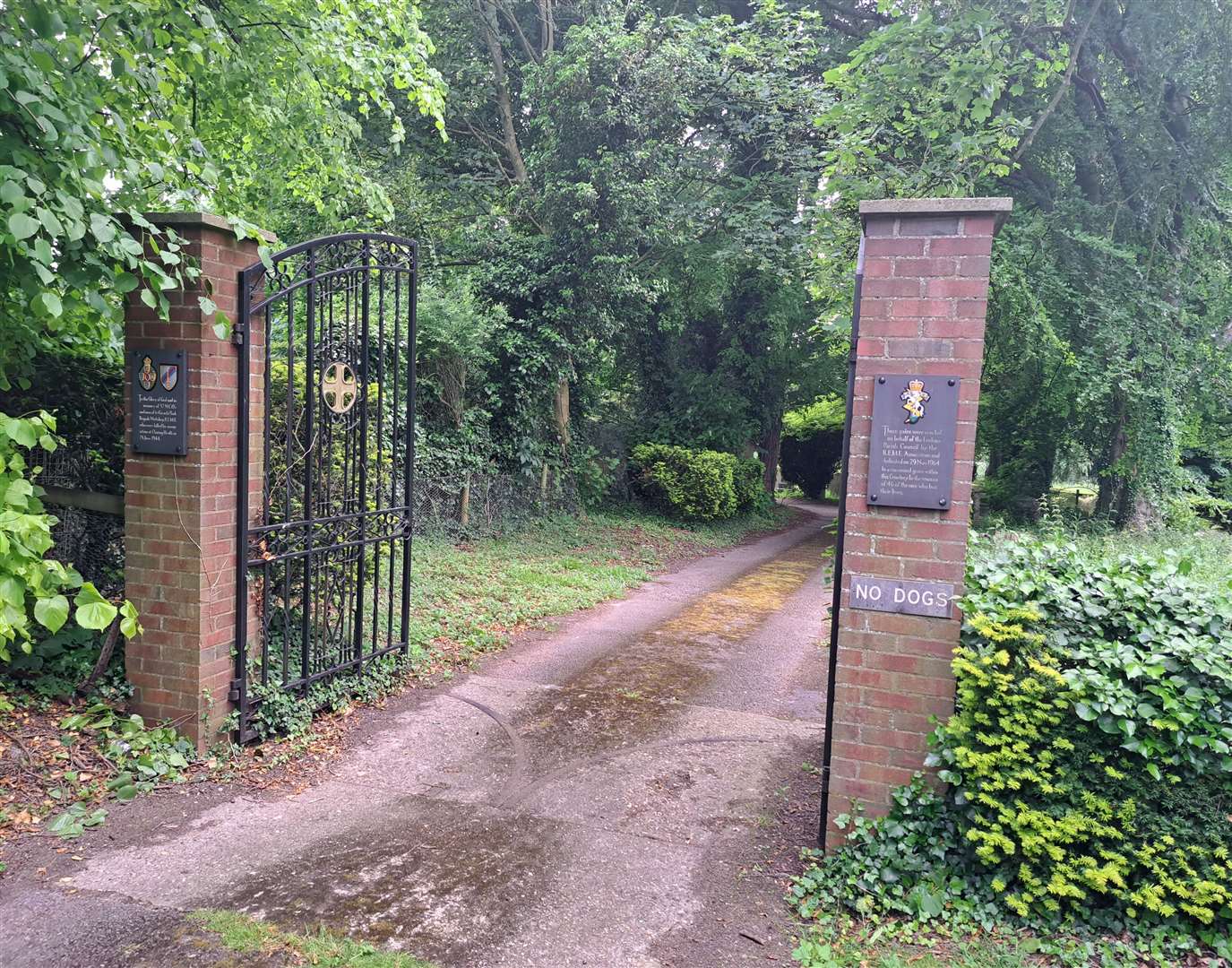 The Memorial Gates at the entrance to Lenham Cemetery were erected by REME in 1964
