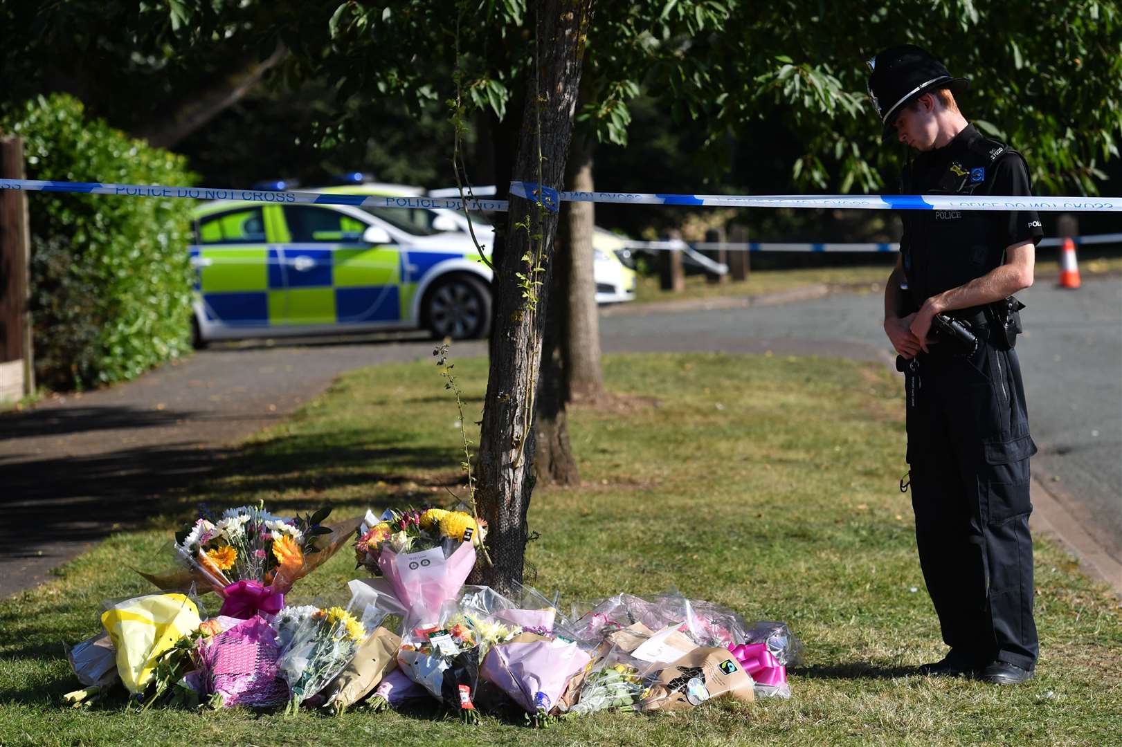 Floral tributes placed near Wigginton Park, Tamworth, after Ms Bunker’s body was found (Jacob King/PA)