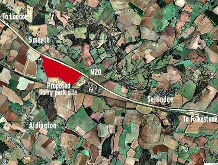 Site of the proposed £40m lorry site. Source: multimap