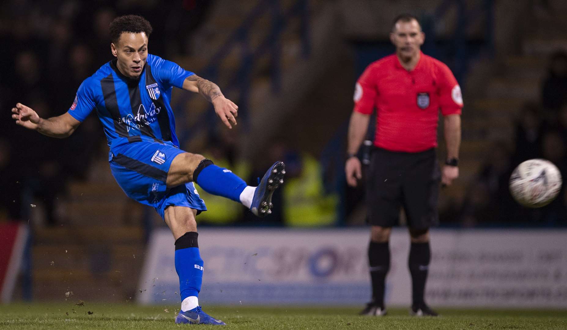 Elliott List scores the winner for Gillingham against Cardiff in the FA Cup third round last season. Picture: Ady Kerry