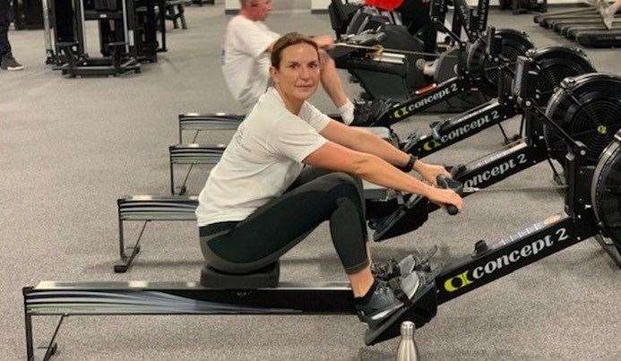 Abi Williams during her marathon rowing attempt. Picture: The Mike Campbell Foundation