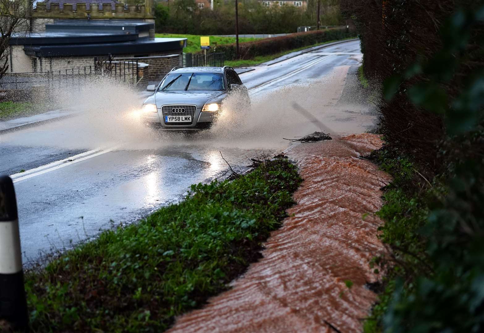 A flooded public footpath in Severn Stoke in Worcestershire (David Davies/PA)