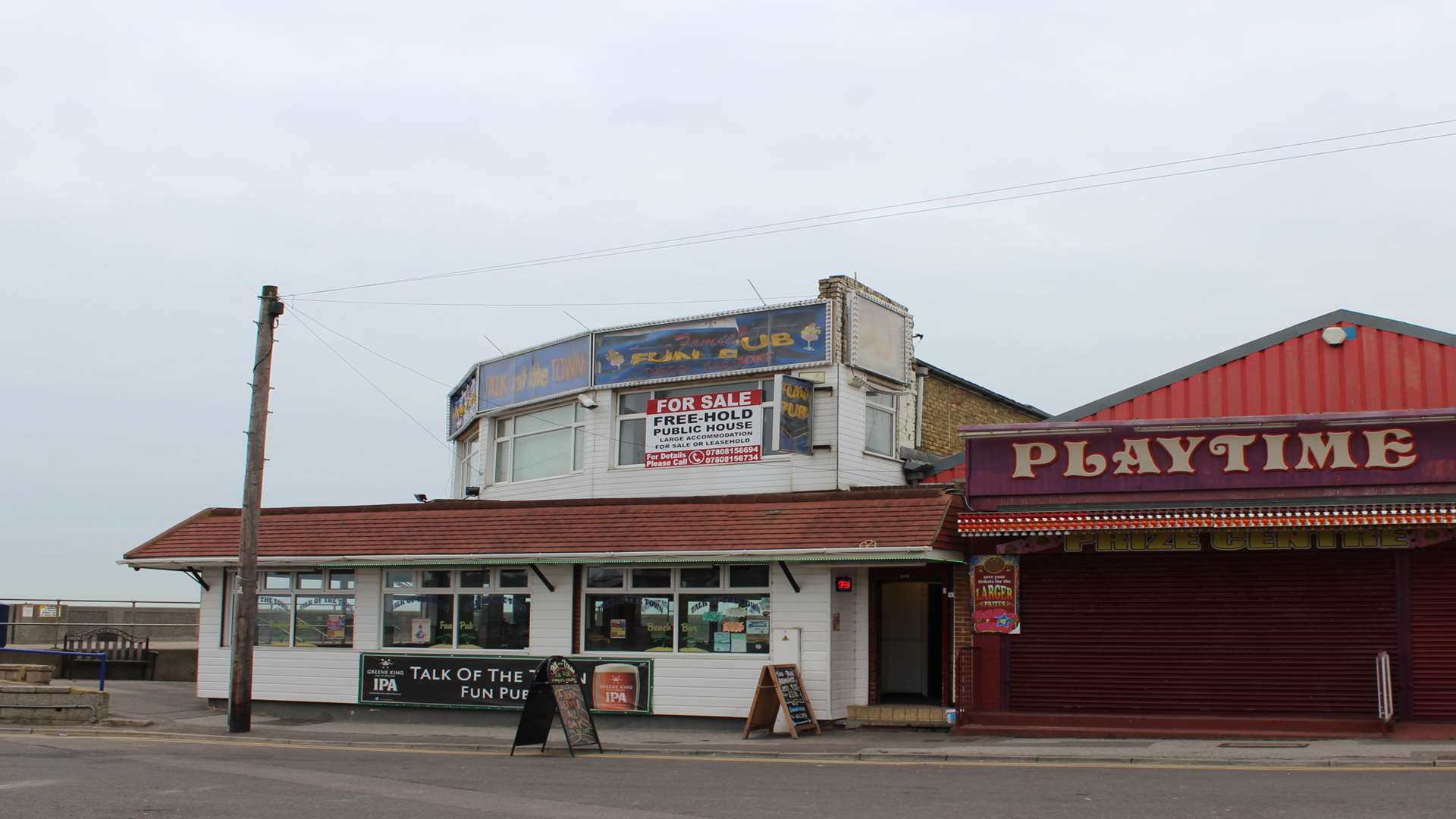 The Talk of the Town pub on Leysdown Promenade. Stock photo